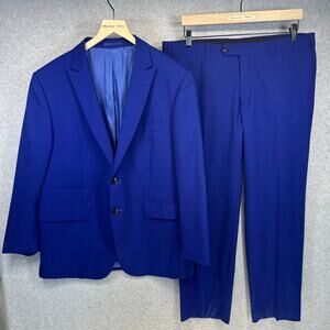 Linus A Fano Jacket Pants Suit Set Mens Size 26 Royal Blue Wool Blend 2-Piece